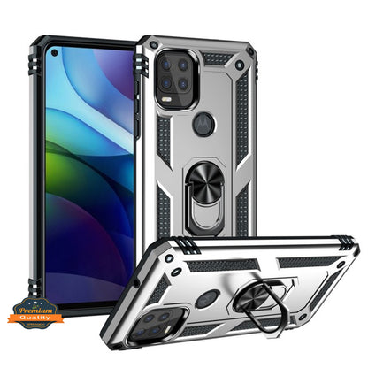For Motorola Moto G Stylus 5G 2021 Shockproof Hybrid Dual Layer PC + TPU with Ring Stand Metal Kickstand Heavy Duty Armor Shell  Phone Case Cover