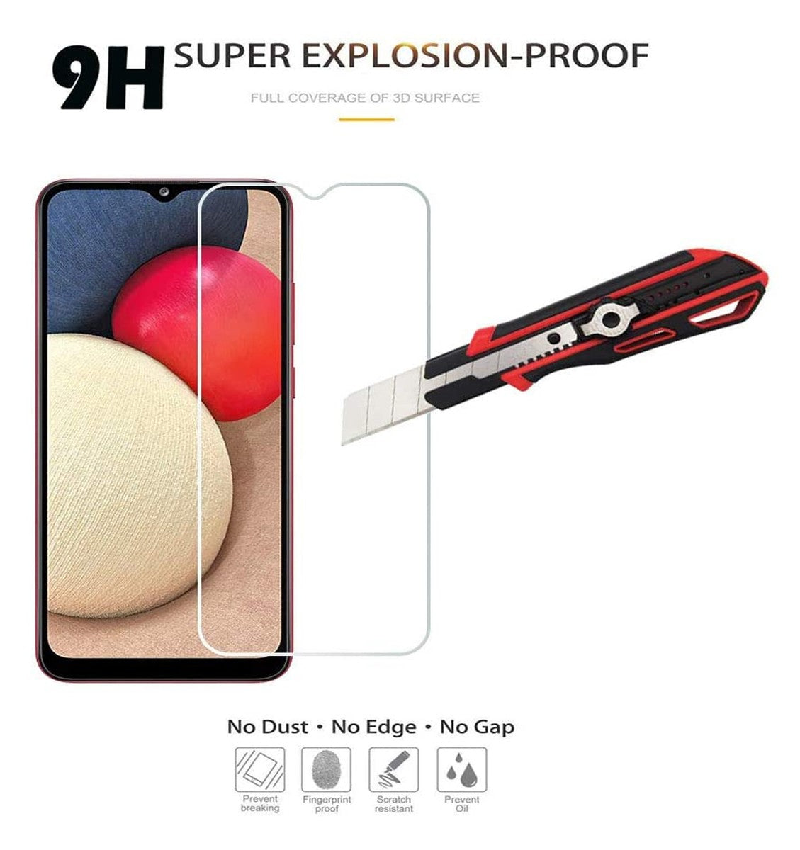For Samsung Galaxy A03s (2022) Tempered Glass Screen Protector HD Clear Transparent [Bubble Free, Case Friendly] 9H Hardness Glass Screen Guard Clear Screen Protector