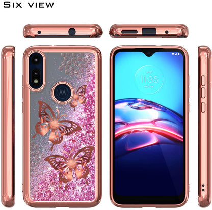 For Motorola Edge+ 2022 /Edge Plus Quicksand Liquid Glitter Bling Flowing Fashion Hybrid Rubber TPU Chrome Plating Hard Butterfly Phone Case Cover