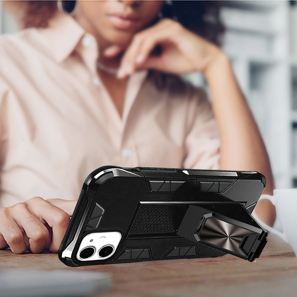 For Apple iPhone 13 Pro (6.1") Hybrid Magnetic Slide Stand fit Car Mount Grip Holder Full Body Heavy Duty Rugged Military Grade  Phone Case Cover