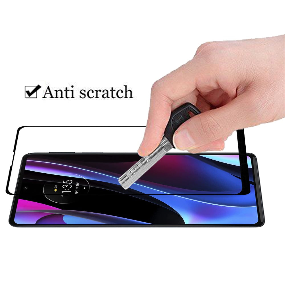 For Motorola Edge+ 2022 /Edge Plus Screen Protector Tempered glass Protective Film [3D Curved Full Coverage][9H Hardness][No bubbles][Case Friendly] Clear Black Screen Protector