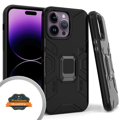 For Apple iPhone 14 Plus /Pro Max Hybrid Heavy Duty Armor Protective Bumper with 360° Degree Ring Holder Kickstand  Phone Case Cover