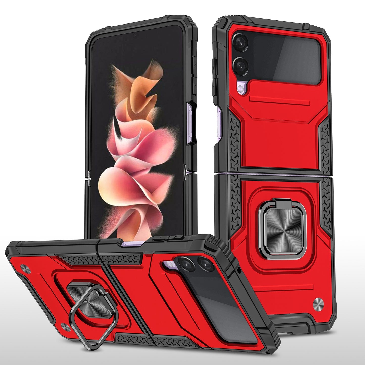 For Samsung Galaxy Z Flip 3 5G Armor Hybrid with Ring Holder Kickstand Shockproof Heavy-Duty Durable Rugged Dual Layer  Phone Case Cover