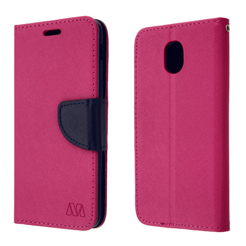 For Samsung Galaxy J3 V /J3 3rd Gen /Galaxy Express Prime 3 PU Leather Wallet with Credit Card Holder Storage Folio Flip Pouch Stand Pink/ Blue Phone Case Cover