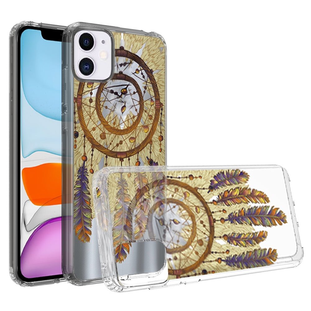 For Apple iPhone 13 Pro (6.1") Fashion Hybrid Design Image Transparent Rubber TPU Protector Thin Shell Back PC Armor  Phone Case Cover