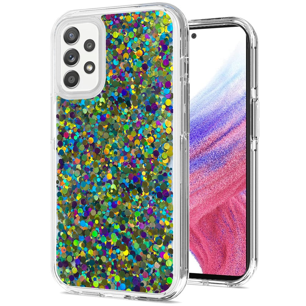 For Samsung Galaxy A53 5G Colorful Glitter Bling Sparkle Epoxy Glittering Shining Hybrid Hard Silicone Shockproof  Phone Case Cover
