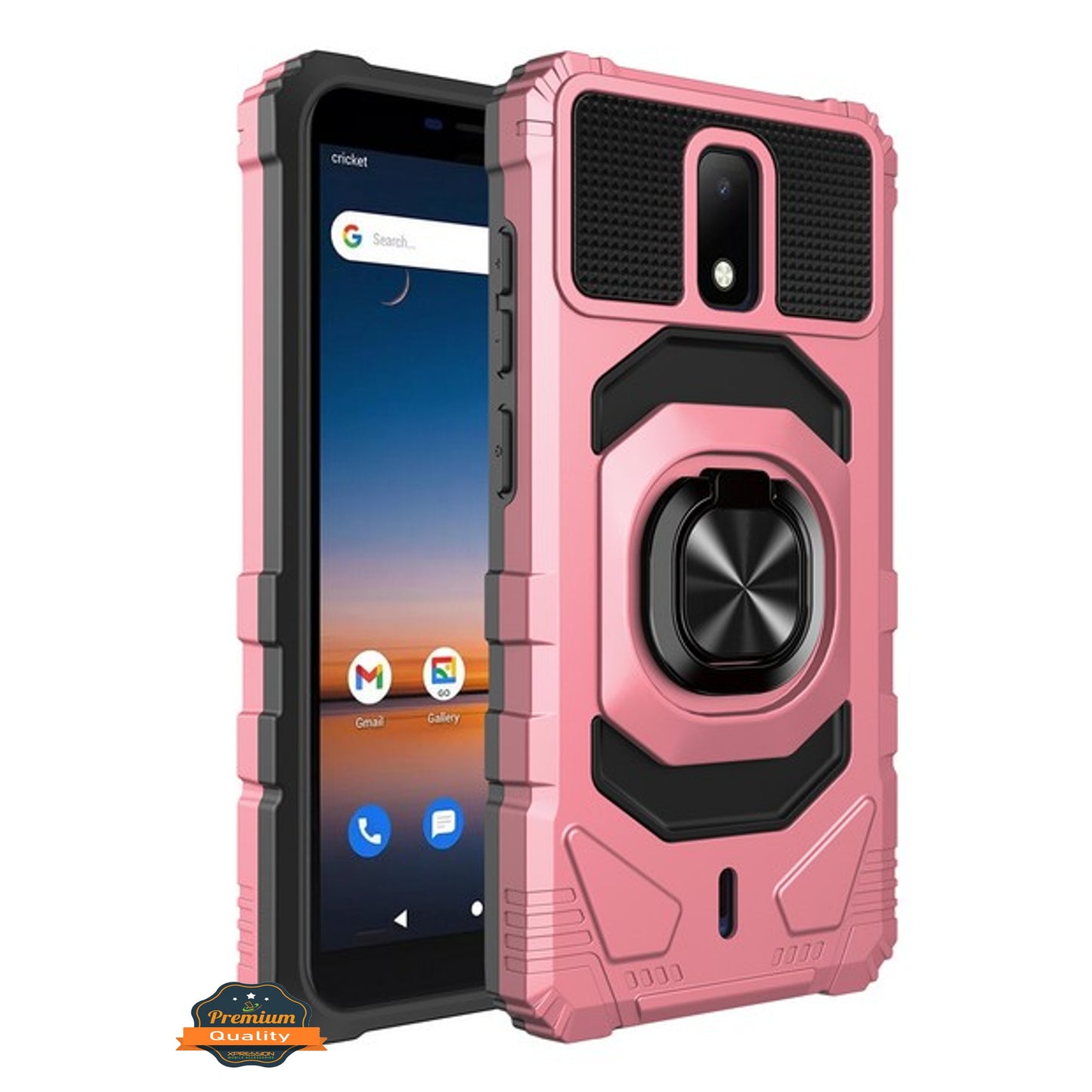 For AT&T Calypso 2 Hybrid Magnetic Car Mount 360° Rotating Ring Kickstand Stand Holder Armor Protective [Military Grade]  Phone Case Cover