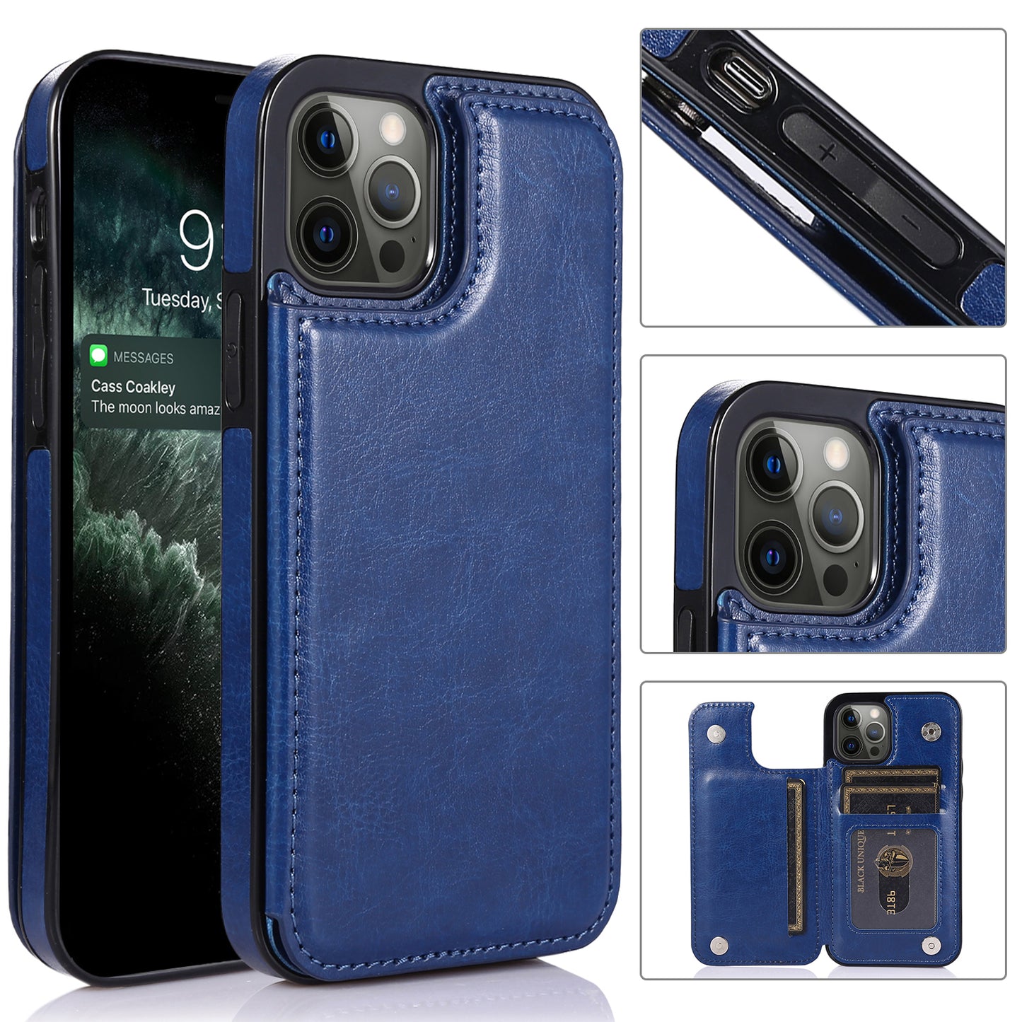 For Apple iPhone 14 Pro (6.1") Luxury Wallet PU Leather [Two Magnetic Clasp] [Card Slots] Stand Back Storage Flip  Phone Case Cover