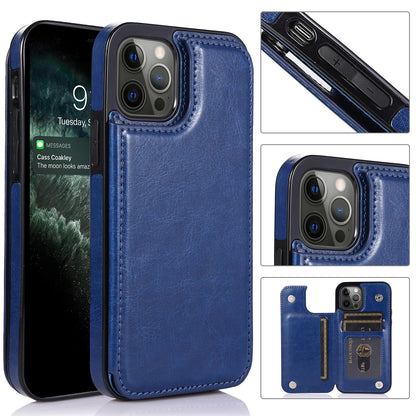 For Apple iPhone 14 Pro (6.1") Luxury Wallet PU Leather [Two Magnetic Clasp] [Card Slots] Stand Back Storage Flip  Phone Case Cover