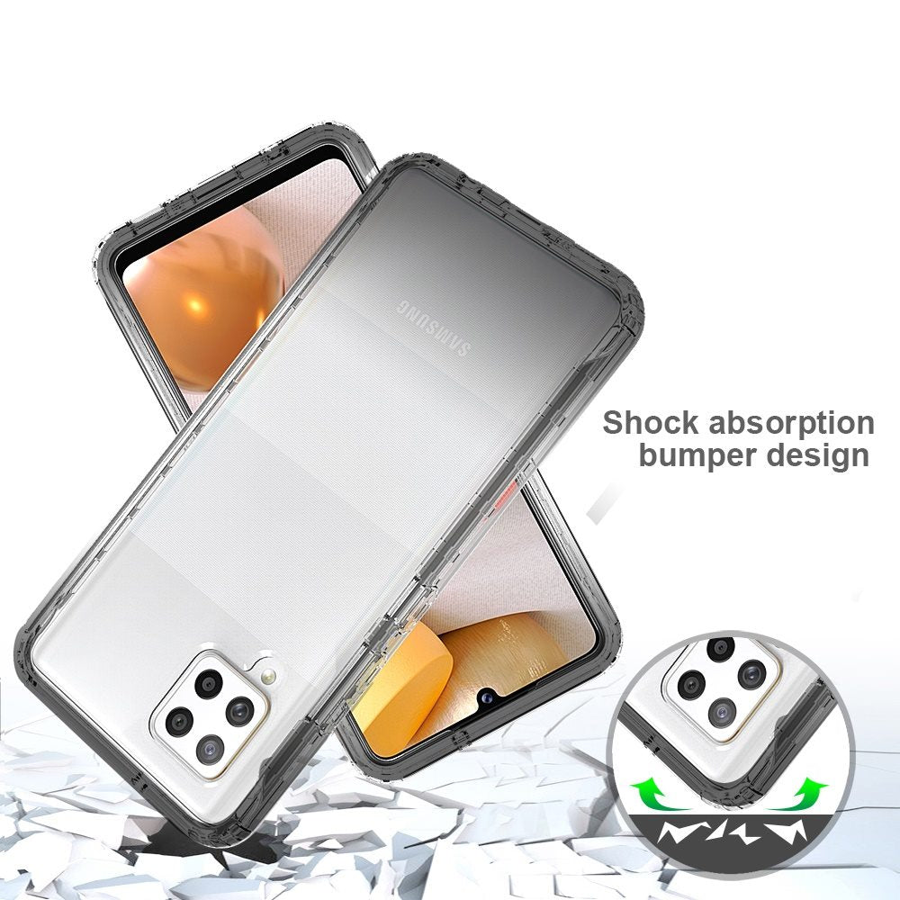 For Samsung Galaxy A42 5G Dual Layer Hybrid Clear Gradient Two Tone Transparent Shockproof Rubber TPU + Hard Protective Frame  Phone Case Cover