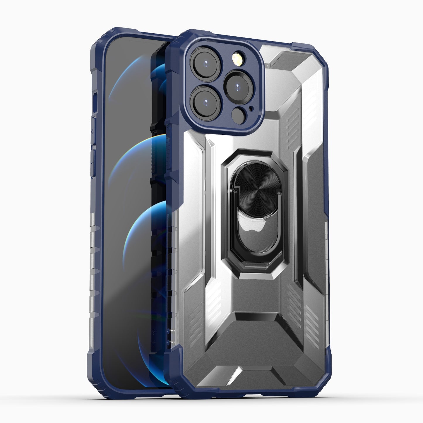 For Apple iPhone 13 /13 Mini/ 13 Pro/ 13 Pro Max Armor Defender Hybrid Protective Heavy Duty with Ring Holder Kickstand [Magnetic Car Mount Feature]  Phone Case Cover