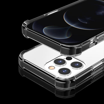 For Apple iPhone 14 Plus (6.7") Hybrid Transparent Acrylic Rubber Gummy Gel Hard PC Silicone TPU Color Bumper Frame Clear / Black Phone Case Cover