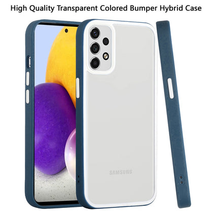 For Samsung Galaxy A73 5G Hybrid Transparent Colored Frame Bumper Hard Back Shockproof Slim TPU Silicone Protective  Phone Case Cover