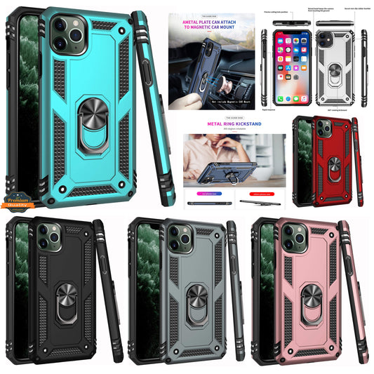 For Samsung Galaxy A03 Core Shockproof Hybrid Dual Layer PC + TPU with Ring Stand Metal Kickstand Heavy Duty Armor Shell  Phone Case Cover
