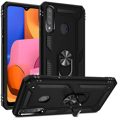 For Samsung Galaxy A02S Hybrid Durable 360 Degree Rotatable Ring Stand Holder Kickstand Fit Magnetic Car Mount  Phone Case Cover