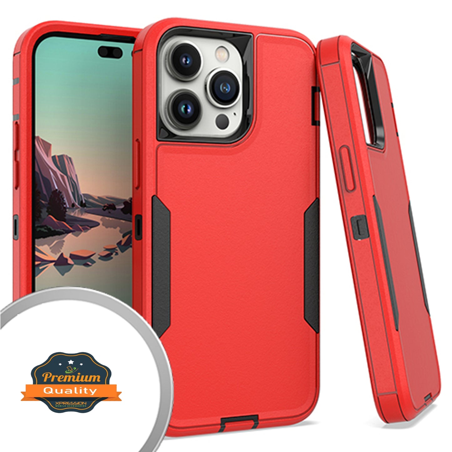 For Apple iPhone 14 /Pro Max Slim Hybrid Shockproof Silicone Rubber TPU + Hard PC Heavy Duty Three Layer Body Protection  Phone Case Cover