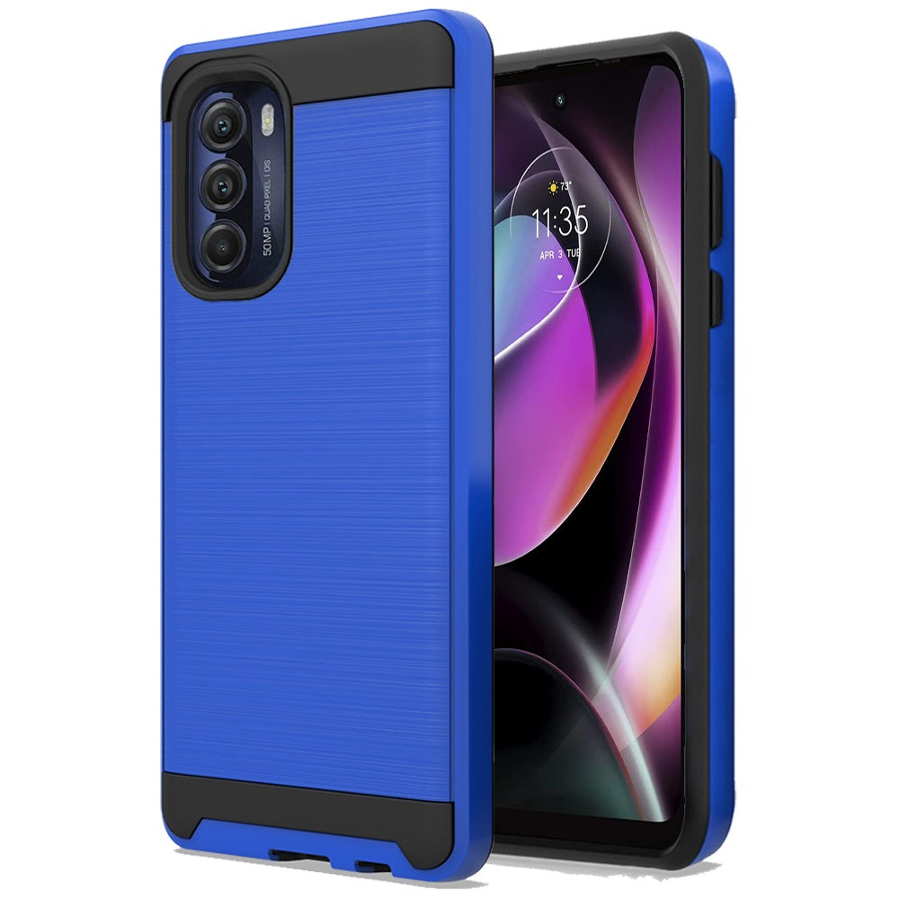 For Motorola Moto G 5G 2022 Hybrid Rugged Brushed Metallic Design [TPU + Hard PC] Dual Layer Shockproof Armor Impact  Phone Case Cover