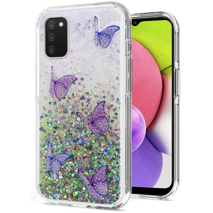 For Samsung Galaxy A53 5G Butterflies Glitter Bling Shiny Sparkle Glittering Flake Hybrid Hard PC TPU Silicone Slim  Phone Case Cover