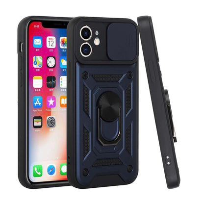 For Apple iPhone 8 Plus/7 Plus/6 6S Plus Hybrid 2in1 Cases with Slide Camera Lens Cover and Ring Holder Kickstand Rugged  Phone Case Cover