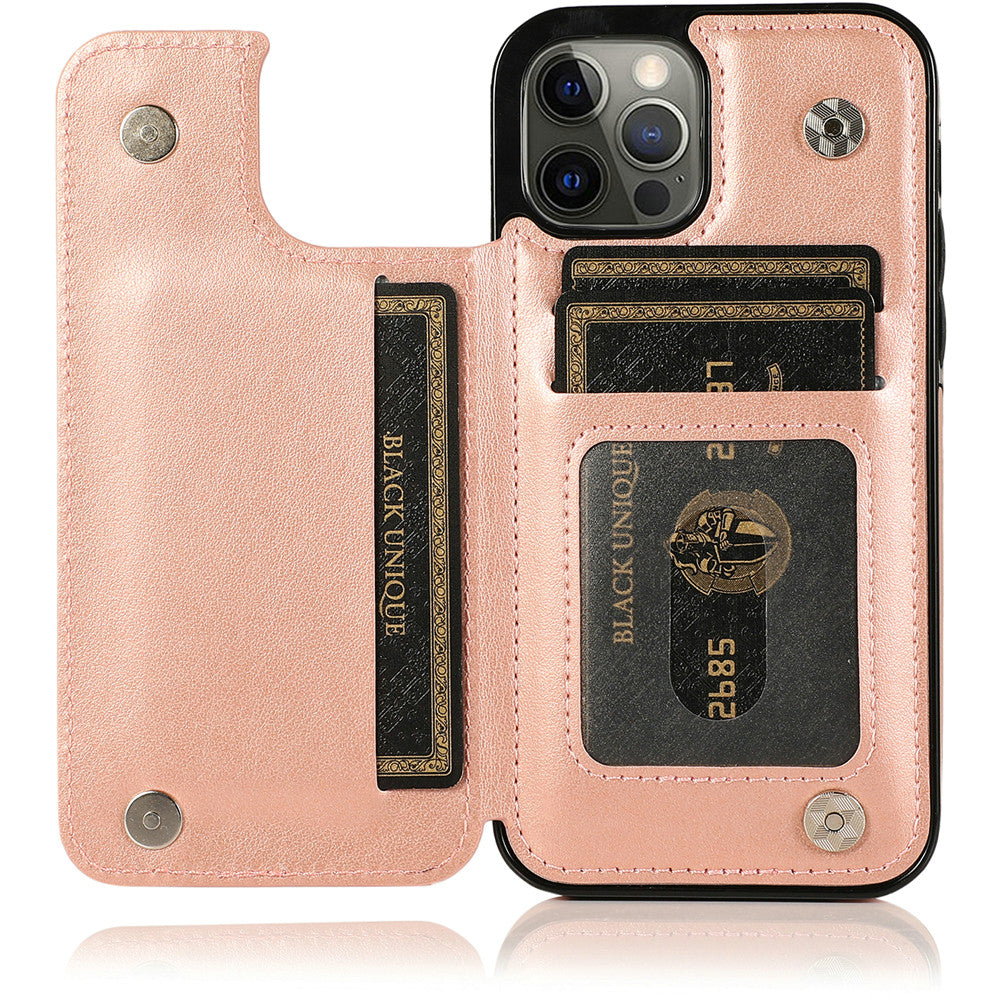 For Apple iPhone 14 /Plus Pro Max Wallet PU Leather [Two Magnetic Clasp] [Card Slots] Stand Back Storage Flip  Phone Case Cover