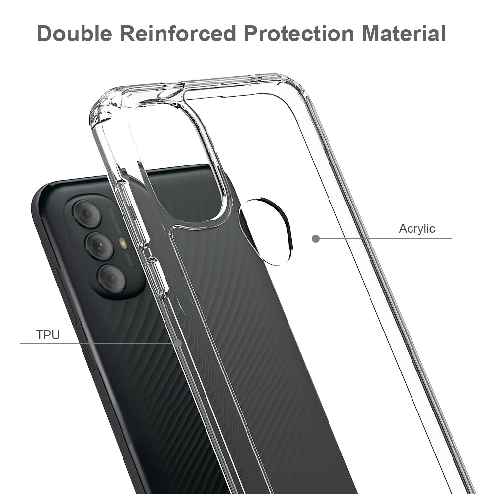For Motorola Moto G Power 2022 Hybrid Transparent Clear Acrylic Back Hard PC & Soft TPU Full Protective Bumper Shock-Absorb  Phone Case Cover