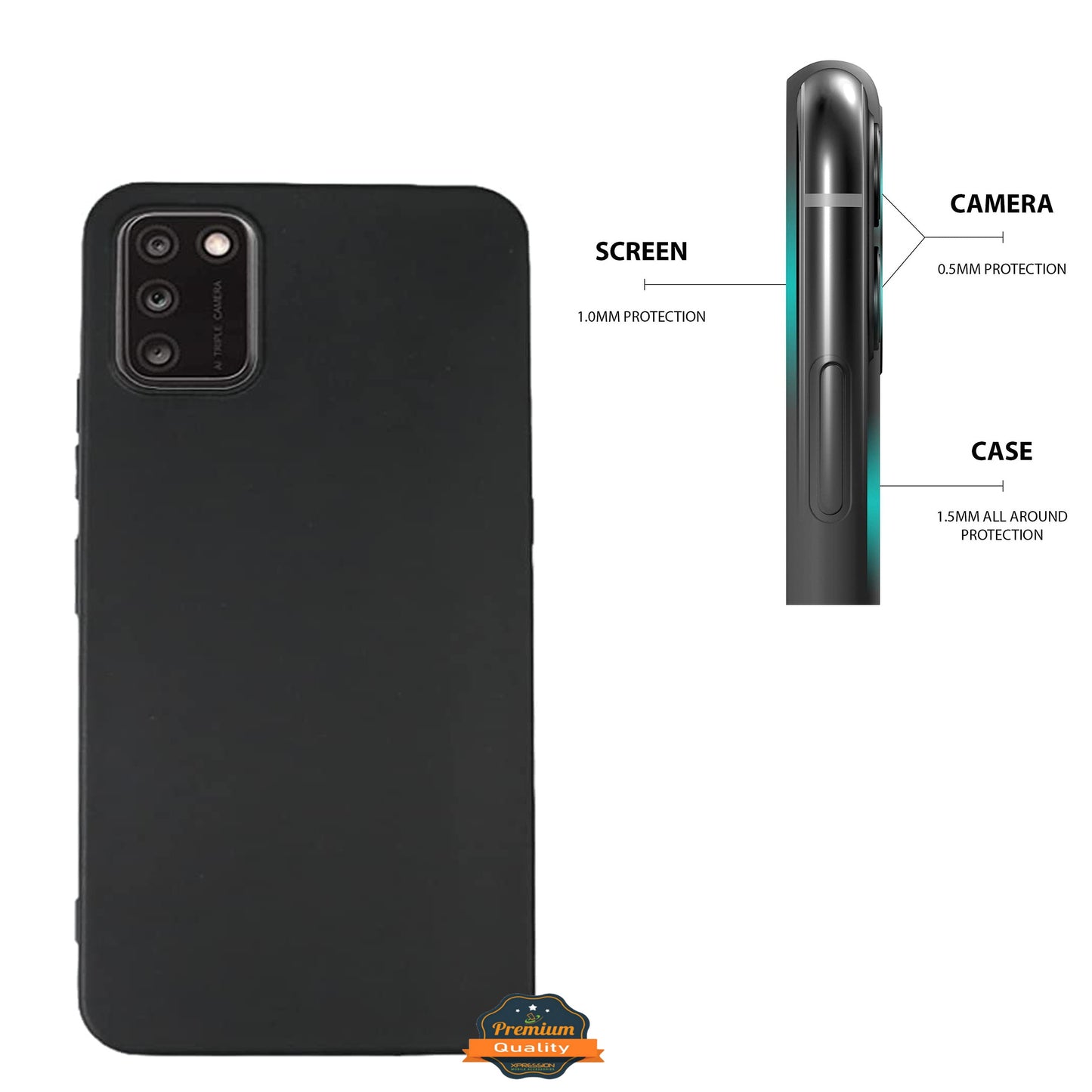 For Samsung Galaxy A13 5G Ultra Slim Flexible TPU Hybrid [Matte Finish Coating] Shock Absorbing Rubber Silicone Gummy Protection Black Phone Case Cover