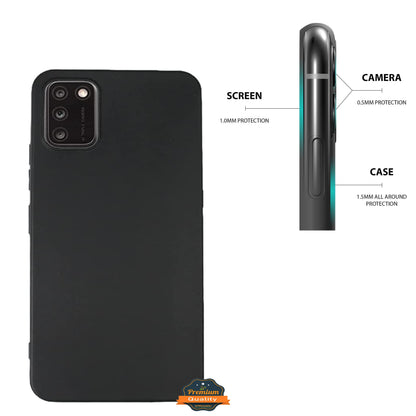For BLU View 3 (B140DL) Slim Flexible TPU Hybrid [Matte Finish Coating] Shock Absorbing Rubber Silicone Gummy Protection Black Phone Case Cover