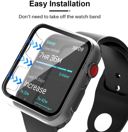 For Apple Watch 40mm Ultra Clear Transparent PC with Built in Screen Protector Snap-on Full Coverage Shell Rubber TPU + Hard PC Frame for iWatch Series SE/6/5/4 Clear Phone Case Cover