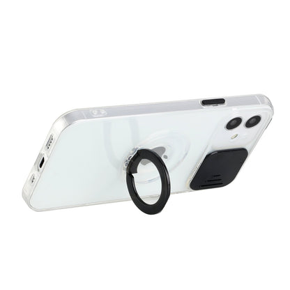 For Apple iPhone 13 Pro (6.1") Transparent Cases with Ring Stand & Camera Window, Slide Lens Protection Hybrid Shockproof  Phone Case Cover