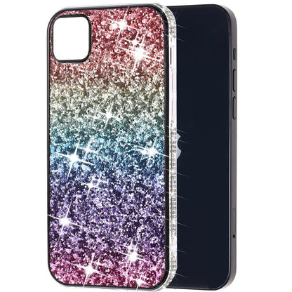 For Samsung Galaxy A22 5G Rhinestone Sparkling Rainbow Gradual Glitter Full Diamond Bling Protective Hybrid Rugged Slim TPU  Phone Case Cover