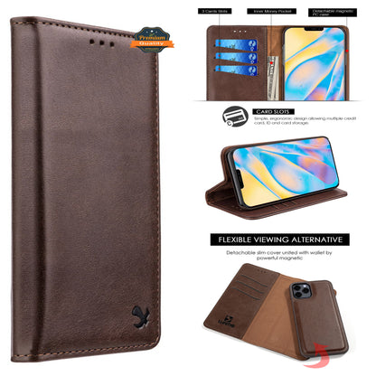 For Apple iPhone 14 /Plus Pro Max Leather Wallet Pouch Magnetic Detachable Card Slot Removable Flip Stand  Phone Case Cover