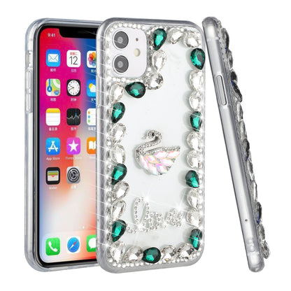 For Apple iPhone XR Bling Clear Crystal 3D Full Diamonds Luxury Sparkle Transparent Rhinestone Hybrid Bumper  Phone Case Cover