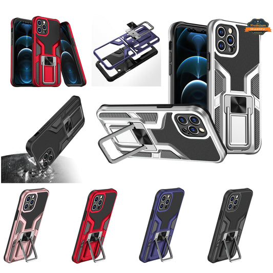 For Apple iPhone 12 Pro Max (6.7") Shockproof [Military-Grade] with Metal Magnetic Kickstand, Hybrid Rugged TPU Heavy Duty  Phone Case Cover