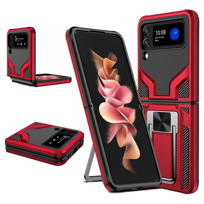 For Samsung Galaxy Z Flip 4 5G Shockproof [Military-Grade] with Metal Magnetic Kickstand, Hybrid Rugged TPU Heavy Duty  Phone Case Cover
