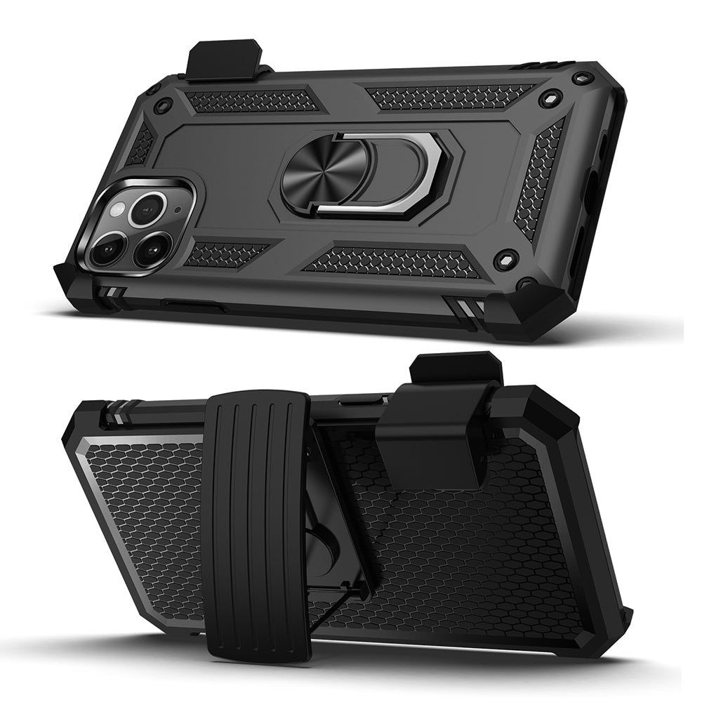 For Apple iPhone 14 /Plus Pro Max Hybrid Holster Combo Belt Clip Armor Rugged with Rotatable Ring Stand  Phone Case Cover