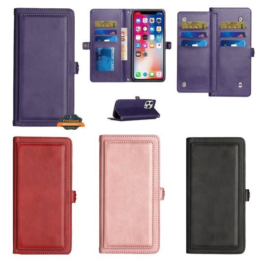 For Samsung Galaxy A23 5G Ultra Luxury 9 ID Cash Credit Card Slots Holder Carrying Pouch Folio Flip PU Leather Kickstand  Phone Case Cover