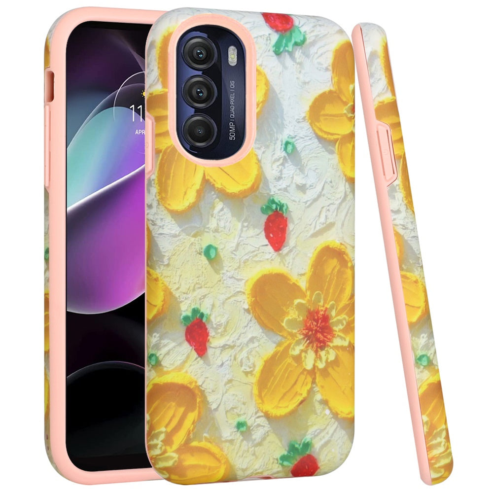 For Motorola Moto G 5G 2022 Bliss Floral Stylish Design Hybrid Rubber TPU Hard Shockproof Armor Slim  Phone Case Cover