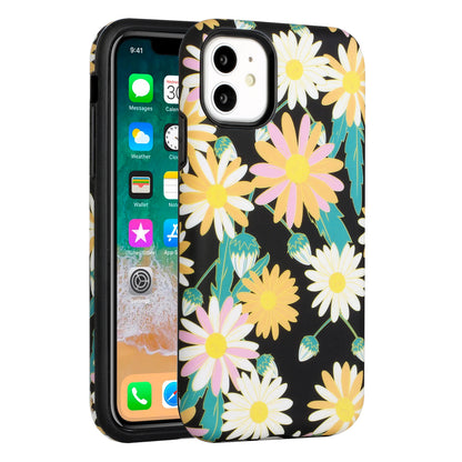 For Apple iPhone 14 Pro (6.1") Bliss Floral Stylish Design Hybrid Rubber Silicone TPU Hard Shockproof Armor Slim  Phone Case Cover