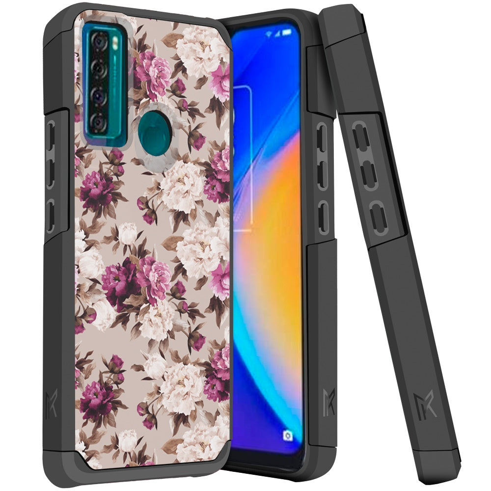 For TCL 20 XE Graphic Design Pattern Hard PC & Soft TPU Silicone Protection 2in1 Hybrid Shockproof Armor Rugged Bumper  Phone Case Cover