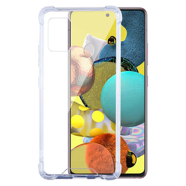For Samsung Galaxy A51 5G Slim Hybrid Transparent Rubber Gummy Gel Hard PC Silicone Bumper Frame Clear Phone Case Cover