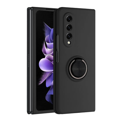For Samsung Galaxy Z Fold 4 5G Hybrid 360 Rotatable Metal Invisible Ring Stand Holder Fit Magnetic Car Mount Shockproof  Phone Case Cover