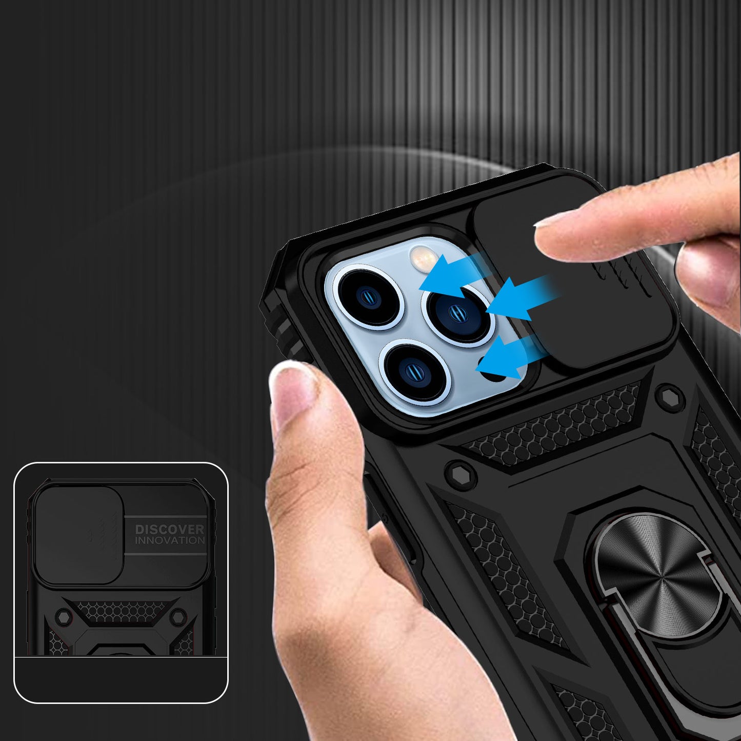 For Apple iPhone 14 Plus (6.7") Case with Stand, Camera Lens Protection & 360° Rotate Ring Kickstand, Shockproof  Phone Case Cover