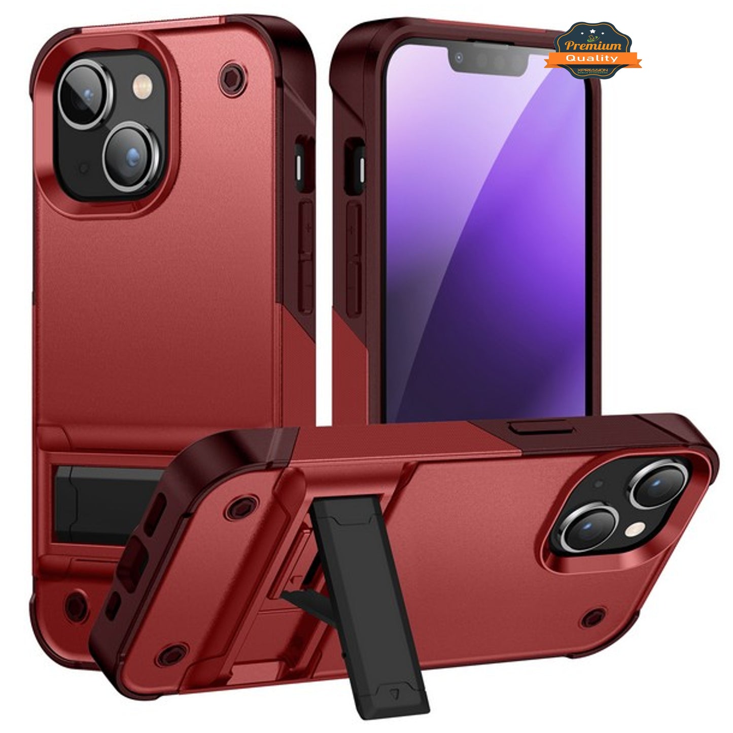 For Apple iPhone 14 /Plus Pro Max Heavy Duty with Kickstand Hybrid Sturdy Military Armor Durable Shockproof Bumper  Phone Case Cover