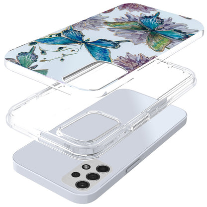 For Apple iPhone SE 3 (2022) SE/8/7 Stylish Gold Layer Printing Design Hybrid Rubber TPU Hard PC Shockproof Armor Butterfly Floral Phone Case Cover