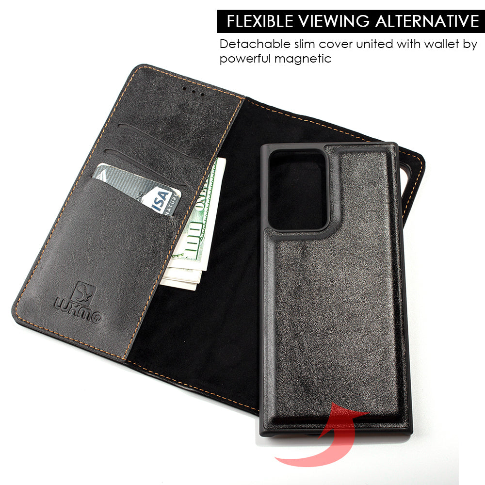 For Apple iPhone 13 /Pro Max Mini Luxury PU Leather Wallet Pouch Magnetic Detachable with Credit Card Slots Removable Flip Kickstand  Phone Case Cover