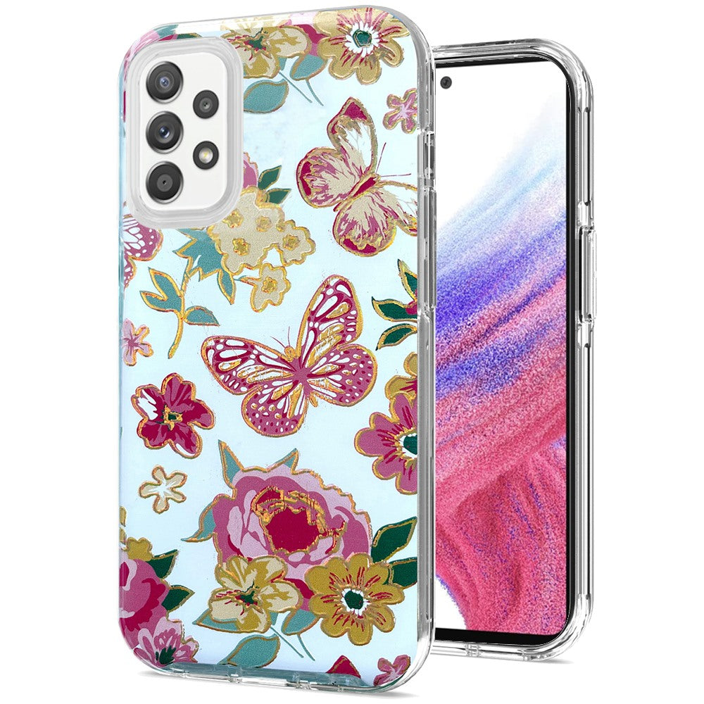 For Samsung Galaxy A53 5G Stylish Gold Layer Design Hybrid Rubber TPU Hard PC Shockproof Armor Rugged Slim  Phone Case Cover