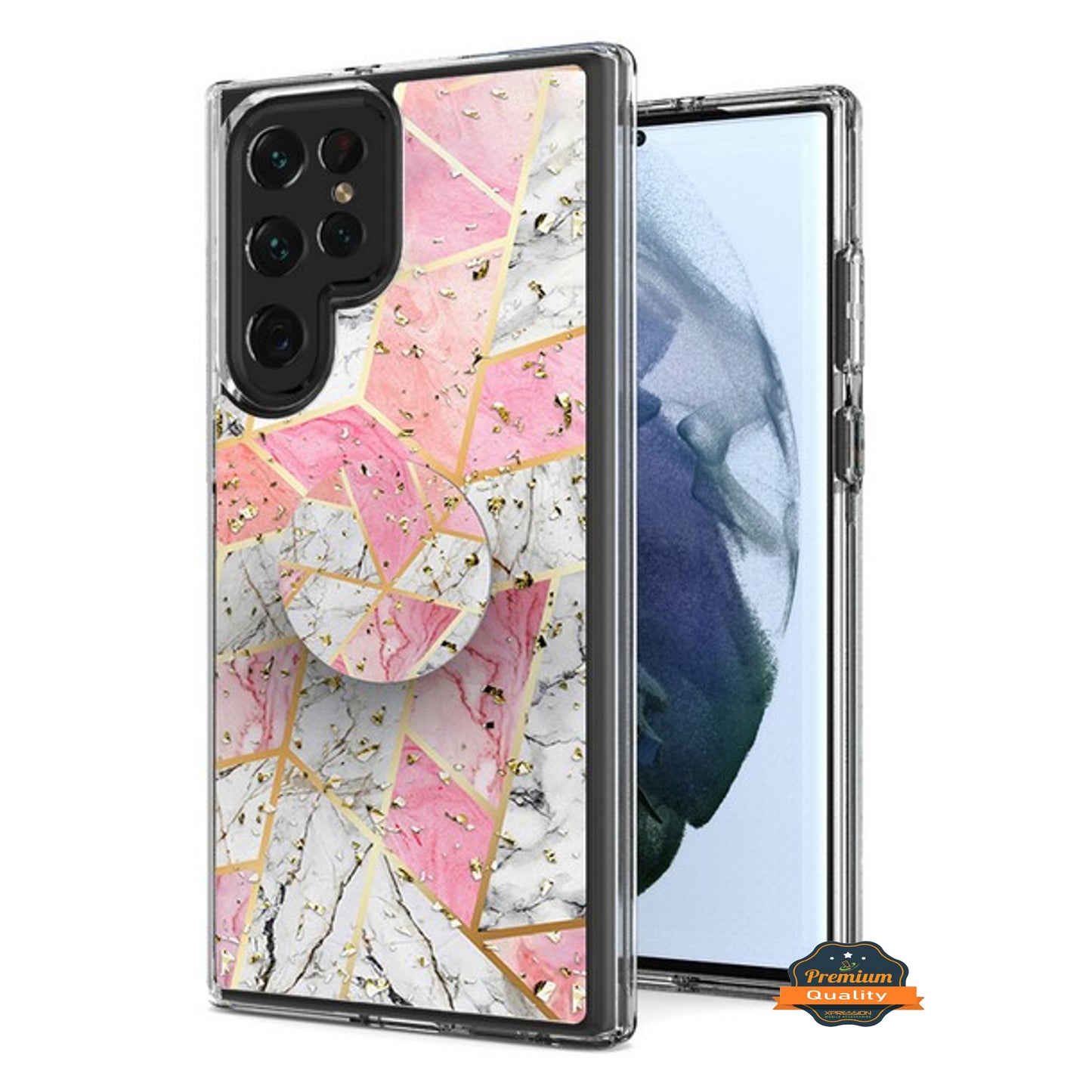 For Samsung Galaxy A32 5G Elegant Pattern Design Glitter Hybrid with Ring Stand Pop Up Finger Holder Kickstand  Phone Case Cover