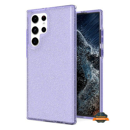 For Samsung Galaxy S22 Ultra Glitter Sparkle Bling Shiny Thin Ultra Slim Hybrid Shockproof Rubber Silicone Soft TPU Gel Protective  Phone Case Cover