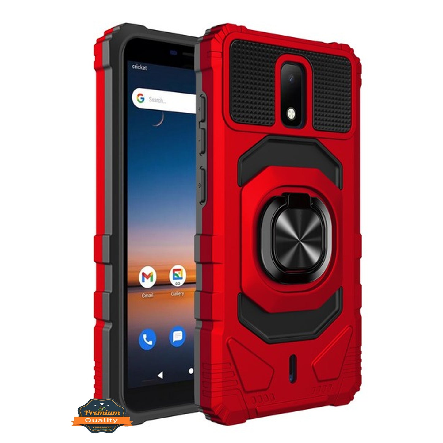 For AT&T Calypso 2 Hybrid Magnetic Car Mount 360° Rotating Ring Kickstand Stand Holder Armor Protective [Military Grade]  Phone Case Cover