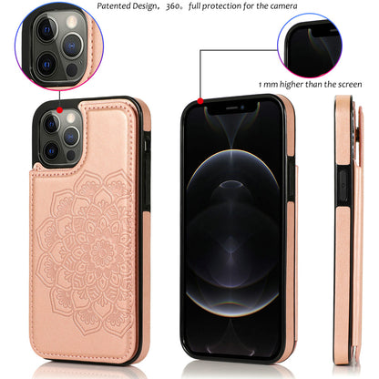 For Apple iPhone 14 Pro (6.1") Luxury Wallet PU Leather [Two Magnetic Clasp] [Card Slots] Stand Back Storage Flip  Phone Case Cover